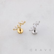 MARQUISE TWIST CZ CASCADE ARCH THREADLESS (PUSH IN) 316L SURGICAL STEEL LABRET SET